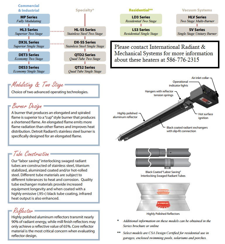 Reverberray Tube Heaters by Detroit Radiant Products